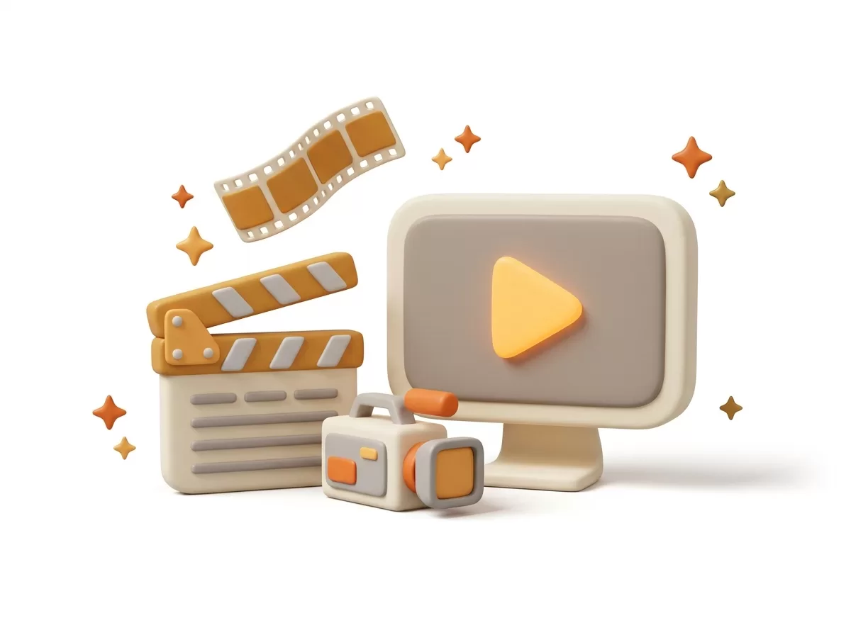 採用や営業の場面で活用できる企業イメージ動画の企画・撮影を表すイラスト
